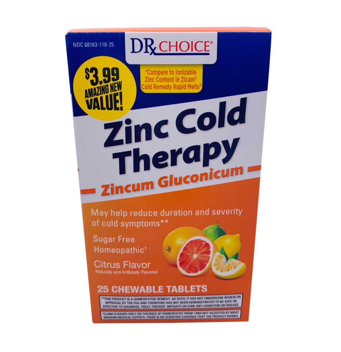 DRxChoice Zinc Cold Therapy (3ct= 75 Chewable Tablets)