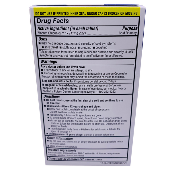 DRxChoice Zinc Cold Therapy (3ct= 75 Chewable Tablets)